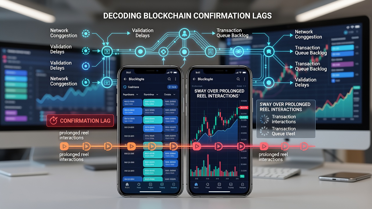 Blockchain network visualization showing transaction confirmation process on mobile crypto interfaces