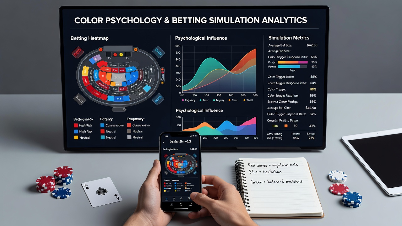 Close-up of a mobile live dealer blackjack interface highlighting blue and gold color schemes used to moderate betting pace