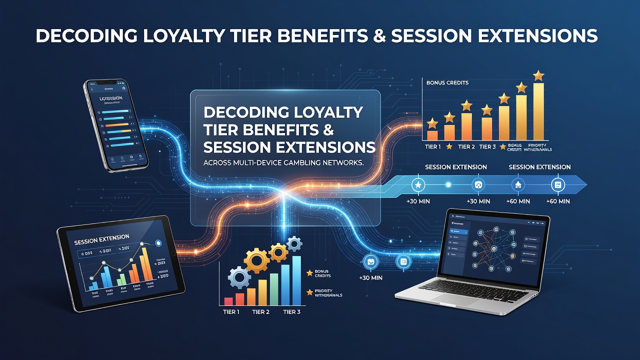 Multi-device gambling interface showing loyalty tier progression across mobile and desktop platforms