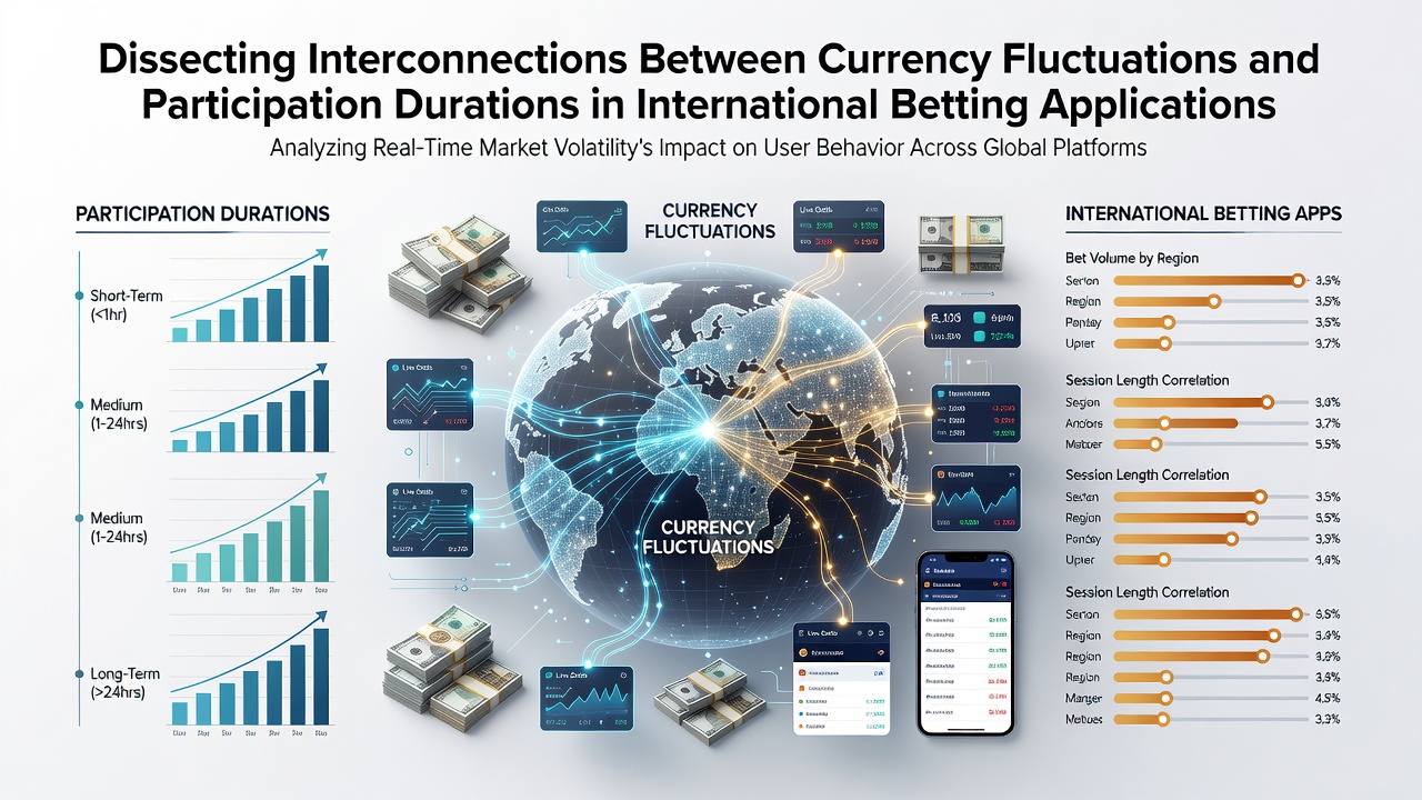 Currency exchange rate charts overlaid with mobile betting app interfaces showing session analytics