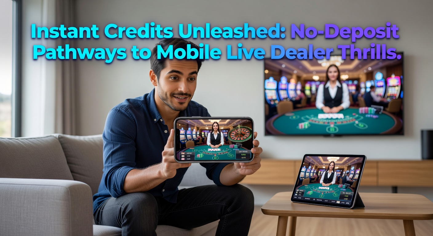 Smartphone displaying a live blackjack table with instant credit balance highlighted, dealer waving cards in real-time stream