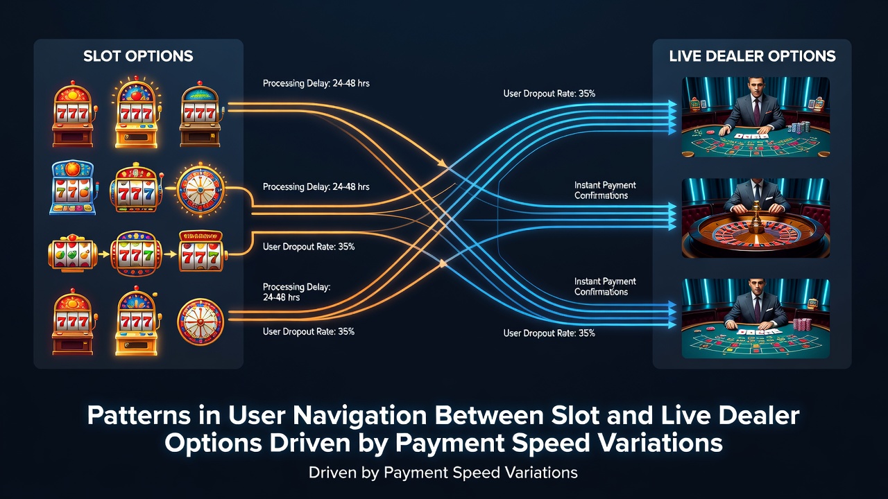 Chart displaying session duration data comparing slot and live dealer engagement across different payment speed categories in mobile casino applications
