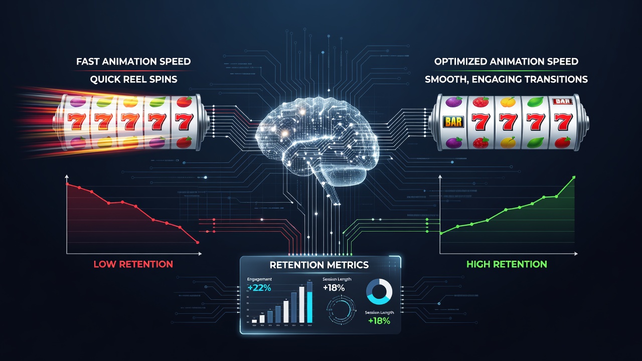 Analytics dashboard displaying retention metrics tied to slot animation timing variations